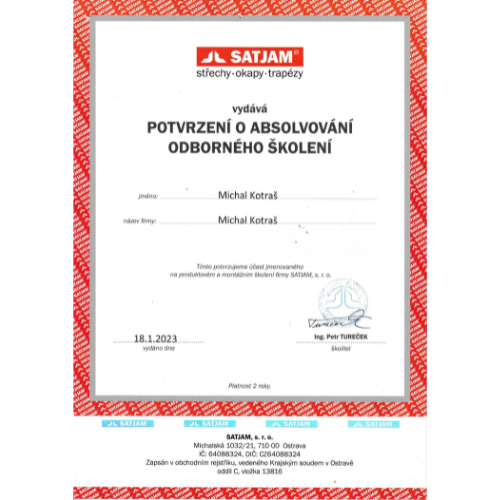 Certifikát o způsobilosti práce.